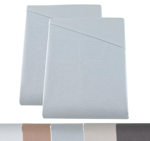 BaSaTex Klassisches Baumwolle Bettlaken | Betttuch | Leintuch | Haustuch ohne Gummizug | 2er Pack | 100% Baumwolle | 150x250 in Silber