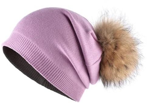 Berretto Beanie Cappello Berretto A Sfera Pom PON PON Cappello da Donna Berretto A Maglia Cappello Skullies Berretto Femminile Rosa