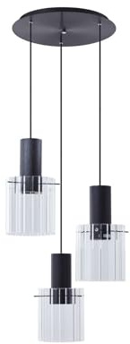 Lucande Pendelleuchte EIrian (Modern) in Transparent aus Glas (3 flammig, E27) - Hängelampe Esstischlampe Hängeleuchte Wohnzimmerleuchte