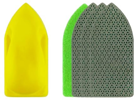 NBB Tampone diamantato a mano per levigare o lucidare blocchi diamante manuale spugna diamantata con supporto in spugna per smerigliare pietra granito ceramica vetro legno metallo(4, 60# Sostituibile)