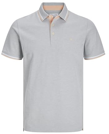 JACK & JONES Herren Slim Fit Polo Shirt JJEPAULOS Uni Sommer Hemd Kragen Kurz Arm Basic Pique Cotton, Iceberg Green Detail Play, S