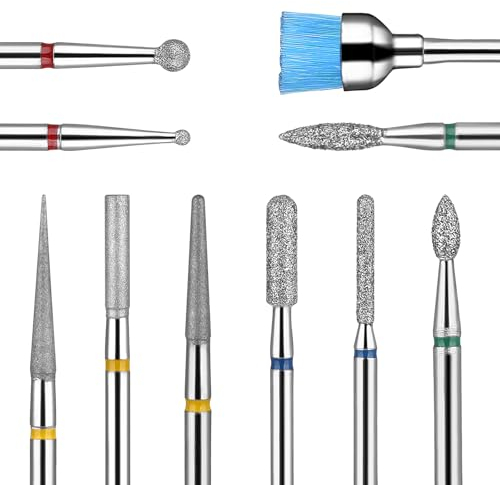10 Teiliges Nagelbohrer Set mit Etui 3/32 Zoll professionelle Diamant Nagelhautbohrer für Acrylgel Nägel Maniküre Pediküre Entferner Werkzeuge Nagelbit Set für Heimsalon Nagelpflegezubehör