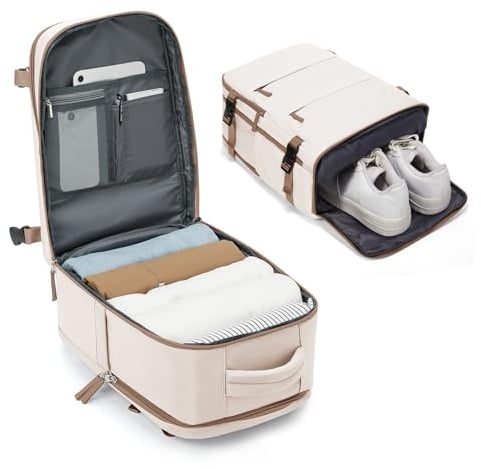 BJLFS Ryanair Handgepäck 40x30x20 Rucksack Damen Reiserucksack Herren | Handgepäck Flugzeug 40x30x20 Wizzair Vueling Eurowings Wasserdicht Laptop Rucksack für 16 Zoll ,Grün