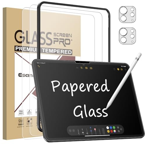 Esanik Feel Like Paper für iPad Pro 11 Zoll 2024 für Panzerglas, 9H Matt Schutzfolie für iPad Pro 11 M4 mit Kameraschutz, Anti-Fingerabdruck (2+2 Stück)