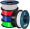 GEEETECH Filament PLA 1,75 mm pour imprimantes 3D, noir/blanc/gris/rouge/vert/bleu, 6 x 1 kg, lot de 6 rouleaux