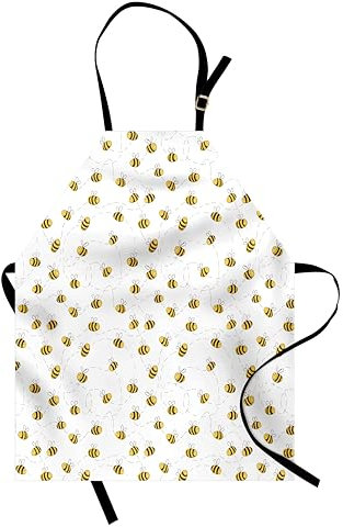 ABAKUHAUS Biene Kochschürze 2-er Pack, Einfache Doodle Fliegen Bee, Unisex-Küchenlätzchen mit verstellbarem Hals für Kochen Gartenarbeit, 67 cm x 80cm, Braun, Gelb, Weiß