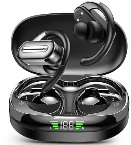 Sports Workout In Ear Headphones Over Ear TWS Wireless Earbuds Noise Cancelling Hook Gym Bluetooth Earphones ENC Ear Phones Wireless Ear Hanging Bluetooth Headset for iPhone Android Running Laptop PC