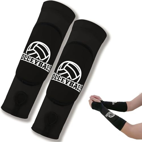 QIANCSJ Volleyball Armschoner Damen,Volleyball Armmanschetten Elastische Unterarmschoner Zubehör mit Anti-Rutsch Schutzpolster und Daumenloch für Volleyball Training,Sport Unterarm Ärmel