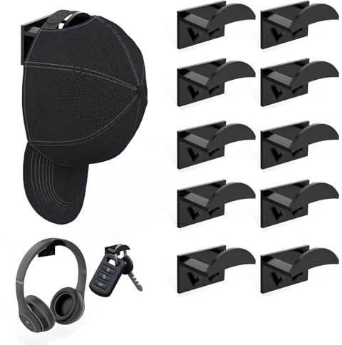 10 Stück cap halterung wand,cap halter,basecap halterung wand,cap aufhänger,cap holder,huthalter wand,schwarz
