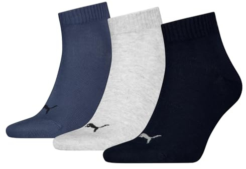 PUMA unisex Quarter Sportsocken Kurzsocken Socken 15 Paar, Farbe:Mehrfarbig, Menge:15 Paar (5x 3er Pack), Größe:39-42, Artikel:-532 navy/grey/nightshadow blue