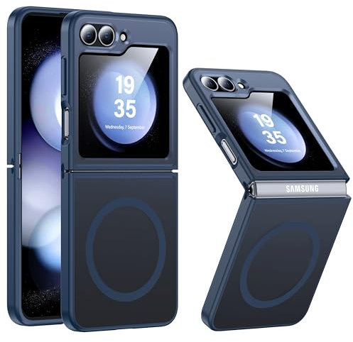 FNDMIL NO.1 Magnetic for Samsung Galaxy Z Flip 6 Case Compatible with MagSafe [Military Grade Drop Tested][Translucent Matte][Anti-Fingerprint] Soft Silicone Bumper for Samsung Flip 6 Case Slim,Blue