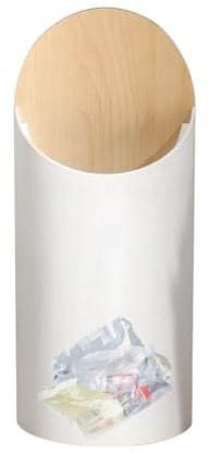 Poubelle avec couvercle | Poubelle décorative à dessus pivotant | Poubelle blanche couverte par la maison, poubelle décorative avec couvercle supérieur en bois pour salle de bain, salon et cuisine