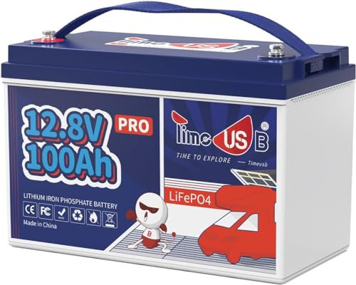 Timeusb Batería Litio 12V 100Ah Pro Batería LiFePO4,Protección 100A BMS y 15000 Ciclos Profundos,Batería de Litio 1280Wh para Autocaravana,Sistema Solar,Barco,Camping