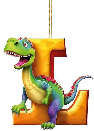 Acrylic Dino Figures Hanging Ornaments - 26 Letter Dinosaur Christmas Tree Decor