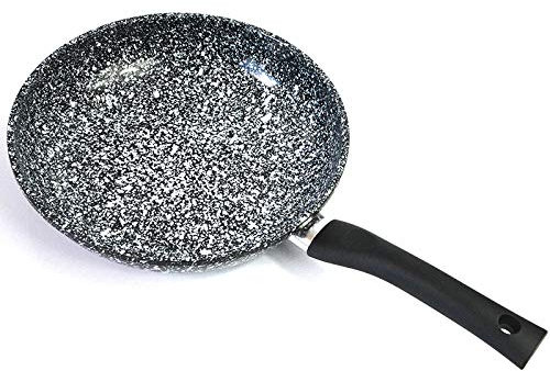 Ensemble de poêles à frire avec revêtement en céramique anti-adhésif 30 cm Flocon de neige avec revêtement granit Idéal pour les poêles, steaks, omelettes Finition noire et blanche