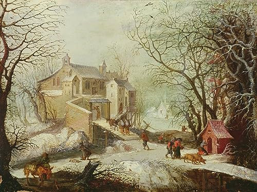 GKAZGQPR Berühmte Gemälde Gemälde Fotodruck Drucken Ölgemälde Winterlandschaft von Joos oder Josse De Momper Bilder Deko Kunstwerk für Wohnzimmerdekoration 60x90cm