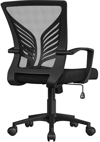 Yaheetech Bürostuhl Ergonomisch Schreibtischstuhl mit Schaukelfunktion Drehstuhl mit Gepolstertem Sitzkissen Chefsessel Höhenverstellbar fürs Arbeitszimmer/Büro, Schwarz
