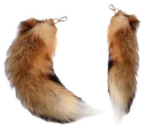 tintoke Fuchsschwanz,fox tail,Fuchsschwanz Anhänger etwa 40cm Fell Schwanz Keychain fox tail keychain Auto Schlüsselketten Anhänger Weich Flaumig Dicht Dekoration (Gelb Schwarz)