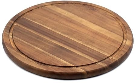 Tagliere Tondo in Legno di Acacia 35 x 1,5 cm, Tagliere da Cucina in Legno di Acacia Made in Italy, Ideale per Tagliare e Servire Pane, Frutta, Verdura, Formaggi, Antipasti, Facile da Pulire - BISETTI