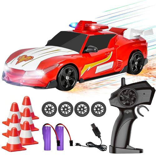 Afenau Coche RC Policia, 1:24 Coche Teledirigido Drift con Luz y Sonido, 40km/h Coche Drift Teledirigido, 2.4G Coche RC Drift, Mini Coche Teledirigido de Drift para Niños y Adultos a Partir de 6 Años
