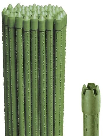 Paluplus 10 Canne in Acciaio con Rivestimento in Plastica Verde, Lunghezza 180 cm, diametro 16mm, Stecche Sostegno per piante Rampicanti, Ortaggi, Pomodori, per giardino, orto -3196F