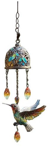 KASNLSAC Carillon à vent de jardin vintage Hummingbird Cloche suspendue en métal résistant aux intempéries pour intérieur extérieur Décoration extérieure Motif oiseau Ornement Porche décorative D
