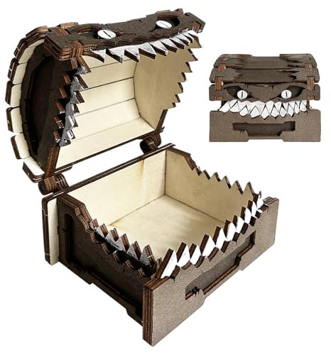 Nuytghr Dice Storage Chest, Decorative Wooden Box, Table Game Container, Large Capacity Case, Spacious Dice Organizer for Family Board Games and Tabletop 87.77 Inch, Mimic