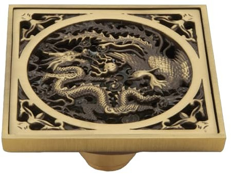 Desagüe de Piso de Ducha Cuadrado de 10x10 cm, Desagüe de Piso de Ducha con el Tallado Cubierta, Rejilla Ducha Cuadrada para WC Lavabo Jardín Baño Cuarto (10 x 10 cm)