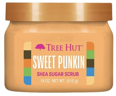 Tree Hut Sweet Punkin Shea Sugar Scrub, Exfoliating, Hydrating & Moisturizing Body Scrub with Shea Butter & Nourishing Essential Oils, Smooth & Soften Skin, Fall Limited Edition Scent, 18 oz