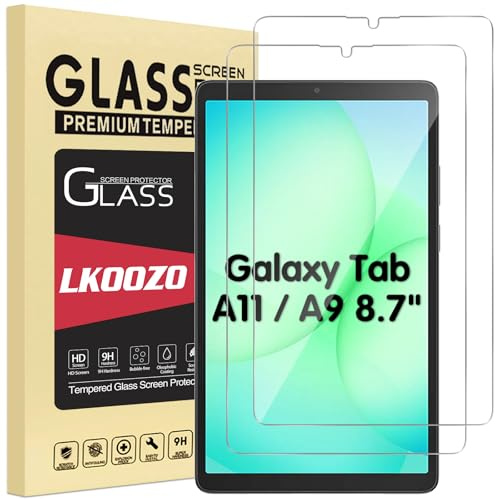 LKOOZO [2 Stück Schutzfolie für Samsung Galaxy Tab A11 / A9 8.7 Zoll Panzer Schutz Glas, HD Displayschutzfolie, Kratzfest