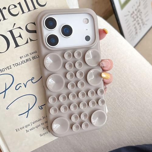 XCuihulle Coque de protection pour téléphone portable iPhone 16 Pro Max, en silicone, avec ventouse, intérieur en microfibre, support à ventouse, anti-rayures, protection complète, en TPU, gris