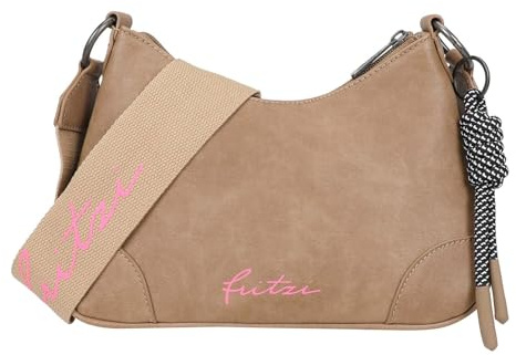 Fritzi Cross Lou Taupe Crossbody Damen Umhängetasche Schultertasche Handtasche Alltagstasche Lederimitat Reißverschluss Tragegurt Freizeittasche Alltag Reisen Freizeit 26 x 22 x 10 cm, Taupe