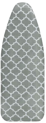EVERGOODS 1PC Grey Ironing Board Cover 8mm Padded Heat Resistant 129x50cm | Grey ironing board cover with 8mm thick padding, heat-resistant and water-repellent fabric, elastic drawstring fit