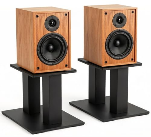 1 Pair Speaker Stands, Universal Desktop Speaker Stands Metal Speaker Stand Desk Each up to 13KG, Studio Monitor Stands Speakers Riser for Computer, Laptop, Bookshelf, Music Studio Desk