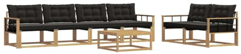 vidaXL Outdoor-Sofagarnitur 7 pcs Weiß und Schwarz 79 x 79 x 37 cm, Garten, modernes Outdoor-Sofa, Terrassen-Lounge-Set, Bequeme Sitzmöbel für gemütliche Abende