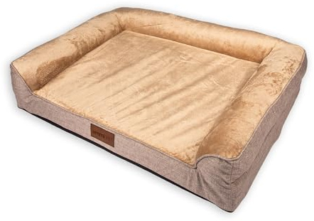 Emmi-pet Astro Orthopädisches Hundebett & Katzenbett M, Beige | 67x90x20 cm, Visco-Schaum, waschbarer Bezug, wasserabweisend, OEKO-TEX zertifiziert, rutschfest, für mittlere Hunde
