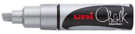 Uni-Ball 186411 - Fenster- & Kreidemarker UNI CHALK mit Keilspitze, silber