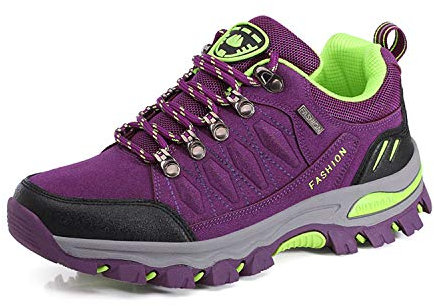 WOWEI Chaussures de Randonnée en Plein Air Imperméable Respirant Antidérapant Bottes de Trekking Promenades Voyages Sneakers pour Femme Hommes,Violet,36 EU