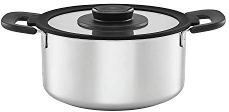 Fiskars Kasserolle mit Deckel, Füllmenge: 3,0 Liter, Für alle Kochfelder geeignet, Rostfreier Stahl/Kunststoff, Ø 22 cm, Functional Form, 1026577