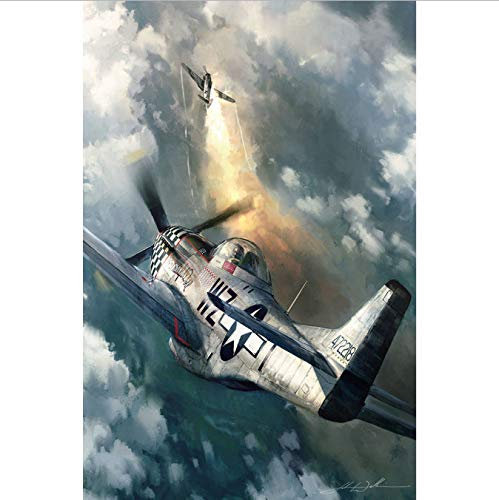 yhnjikl Poster Und Drucke P 51 Vs Bf 109 Flugzeuge Ww2 Military Kunst Poster Leinwand Malerei Wohnkultur 40X60 cm Ohne Rahmen