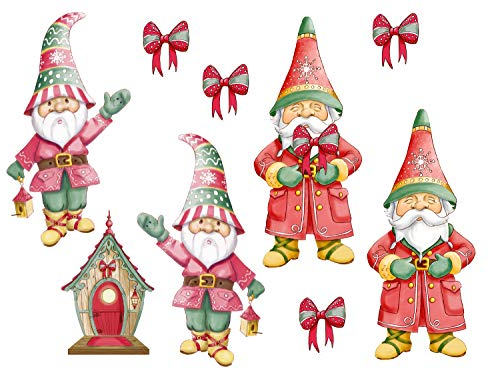 GRAZDesign Wandtattoo Weihnachten, Weihnachtsdeko Aufkleber Set mit Zwergen, Weihnachtssticker / 57x80cm