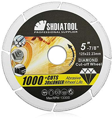 SHDIATOOL Disco da Taglio in Metallo Diamantato 125 mm per Tubo di acciaio Tondino per cemento armato Angolo di acciaio