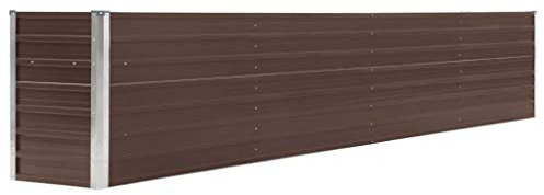 Festnight Jardinera de Jardín de Acero Galvanizado Macetas para Flores Jardineras Exterior Marrón 320x40x45 cm