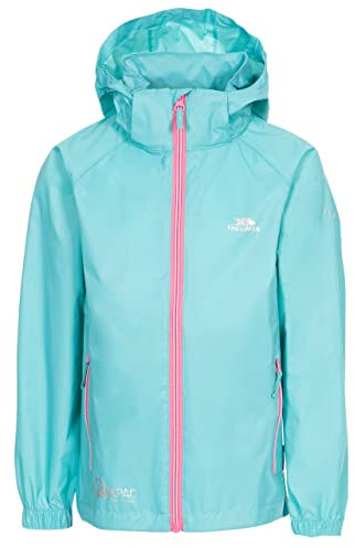 Trespass Kids Waterproof Jacket Qikpac X - Wind Resistant Lightweight Breathable Rain Coat, Boys Girls Foldable Packaway Jacket, Children's Unisex Shell Jacket for School Walking Travelling
