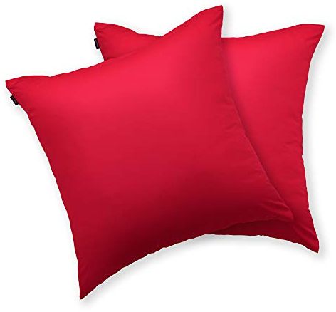 BRIELLE 2er Set 100% Baumwolle Kissenbezug 80 x 80 cm, Gelb - Renforcé, Kopfkissenbezug mit verdecktem Reißverschluss Kissenbezüge