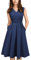 HOMEYEE Damen Vintage 50er Ärmellos Cocktail Retro mit Pocket Flared Kleid A196 (XL, Dunkelblau)