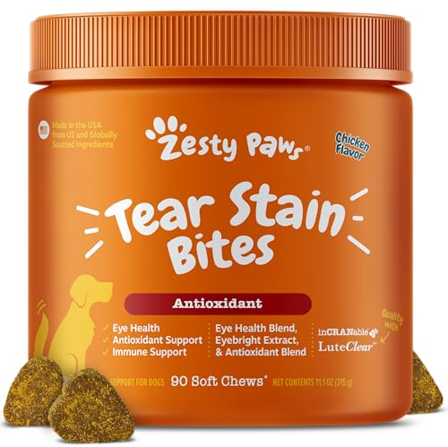 Zesty Paws Tear Stain Remover for Dogs - Dog Tear Stain Chews, Chicken 90ct
