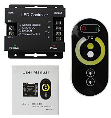 PB-Versand CCT LED Funk Touchdimmer Dimmer 12V - 24V Schalter zum warmweiß -> kaltweiß dimmen mit Touch-Technik Regler Dimmschalter für CCT Streifen Strip Lichtleisten LED-Leisten