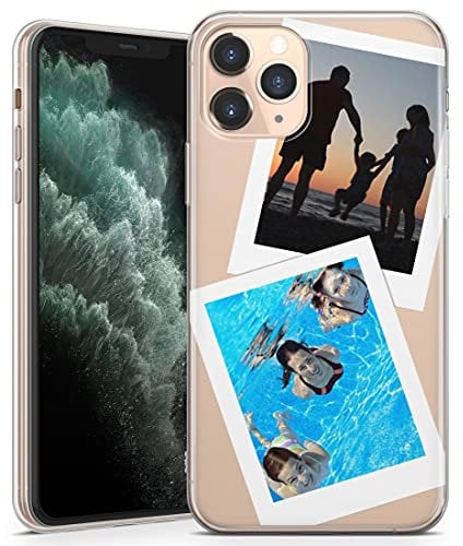 TULLUN Personalised Custom Photo Collage Your Own Image Soft TPU Rubber Gel Phone Case For iPhone - Two Photos - for iPhone 11