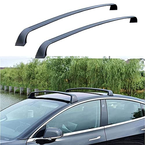 LYQNBPLUS Auto Aluminium Dachträger für Tesla Model 3 2017 2018 2019 2020 2021, 2 StüCk Lastenträger Dachgepäckträger Top Crossbar Dachregal AbschließBar Fahradträger RelingträGer ZubehöR
